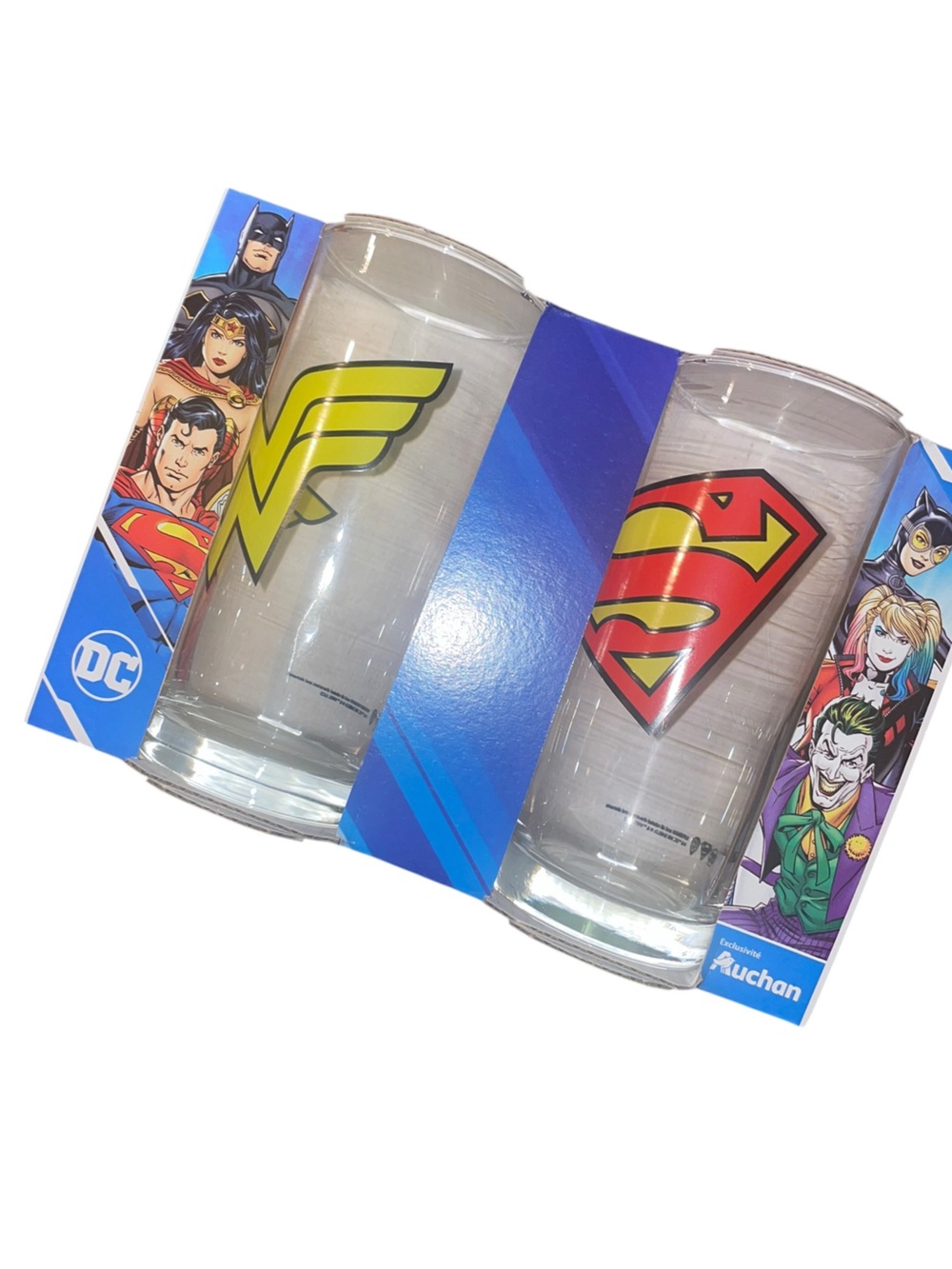 DC Wonder Woman And Superman Drinking Glasses 2 Pack NWT - Picture 2 of 2